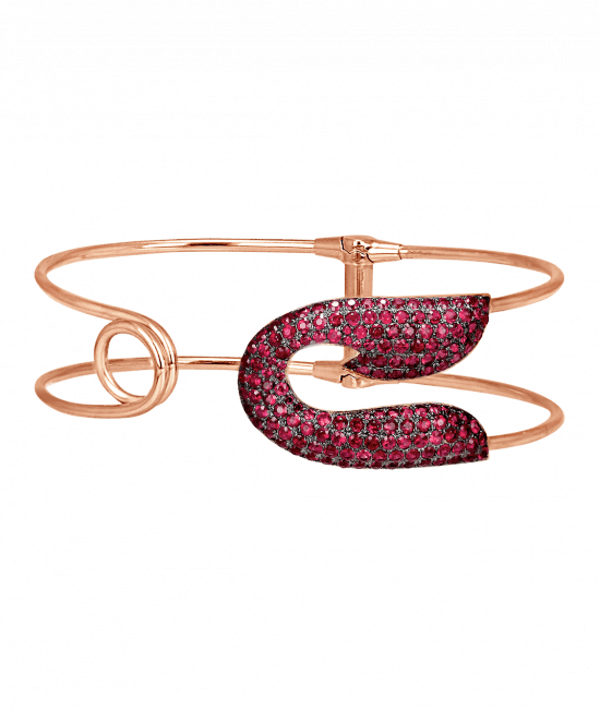 Rose Gold Ruby Safety Pin Cuff