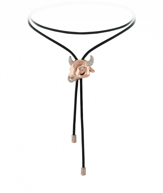 Zodiac Taurus String Necklace Rose Gold Diamond