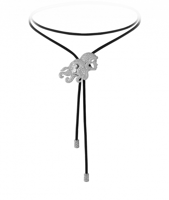 Zodiac Gemini String Necklace White Gold Diamond