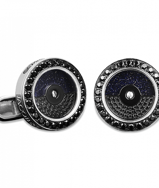 Stainless Steel Cufflinks with Black Spinel