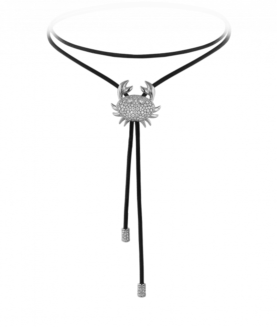 Zodiac Cancer String Necklace White Gold Diamond