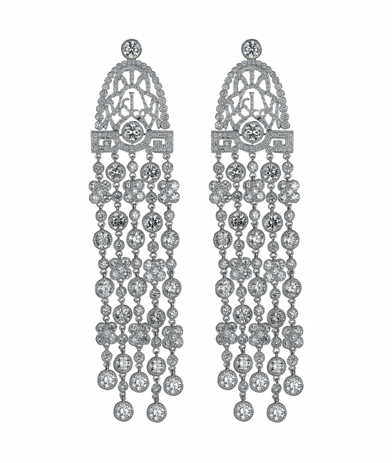 Jezebel Palladium White Diamond Earrings Long