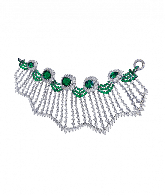 Emerald and Rose Cut Diamond Bracelets