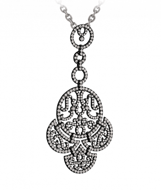 Lace Black Plated Diamond Lace Necklace