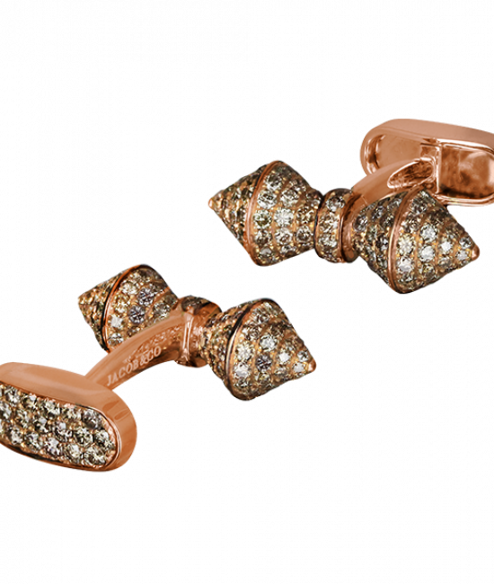Champagne Colored Diamond Bow Tie Design Cufflinks