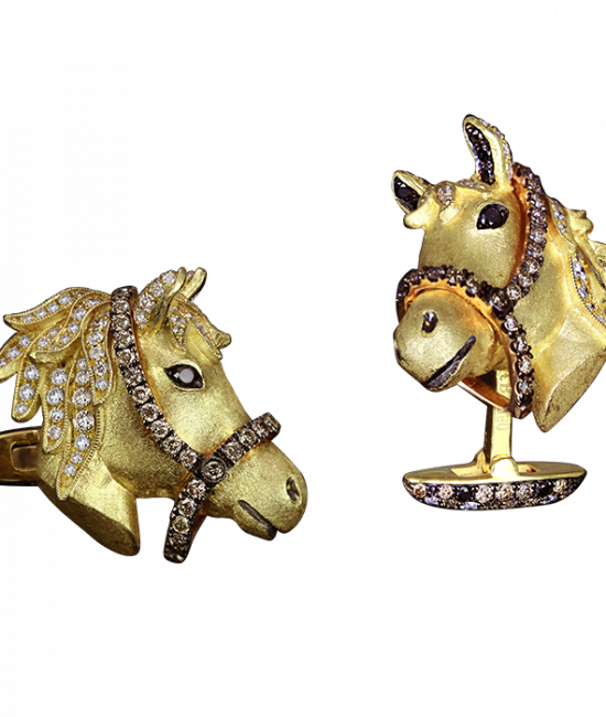 Two Tone Gold Horse Head Cufflinks