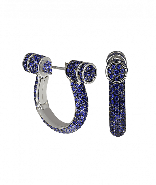 Full Pave Sapphire Estribo Earrings