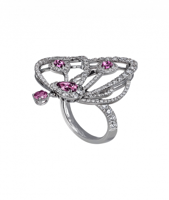 Pink Tourmaline Papillon Ring