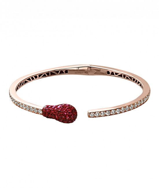 Ruby and Diamond Rose Gold Match Cuff Bracelet