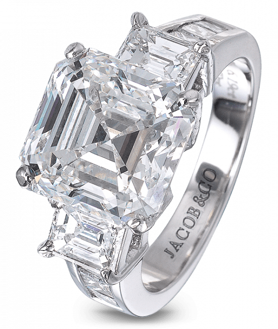 Three-Stone Square Emerald-Cut Bridal
