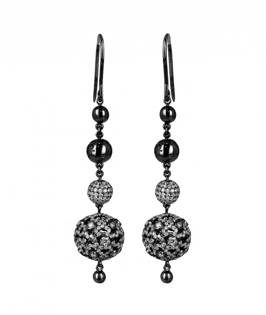 black diamond ball earrings