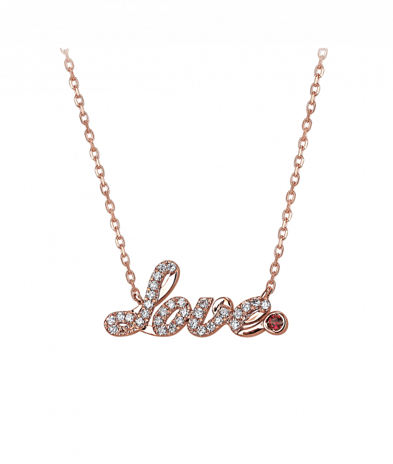 Smaller Rose Gold Pave Love Necklace