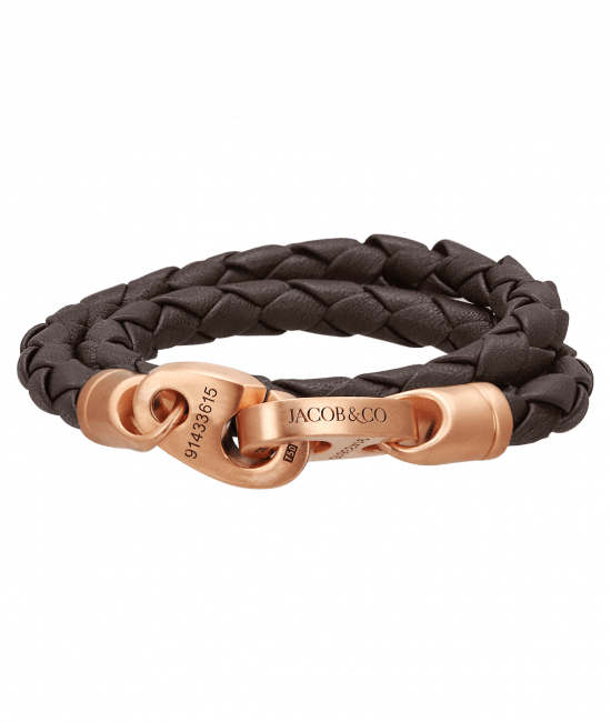 Perfect Fit Bracelet Double Strap Rose Gold Dark Brown Leather Matte Finish