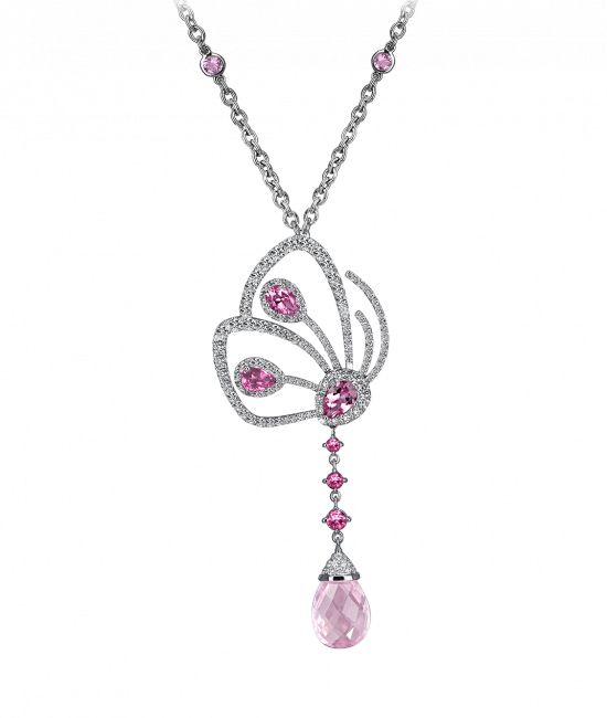 Papillon Necklace with Pink Tourmaline