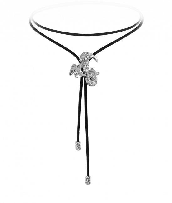 Zodiac Capricorn String Necklace White Gold Diamond