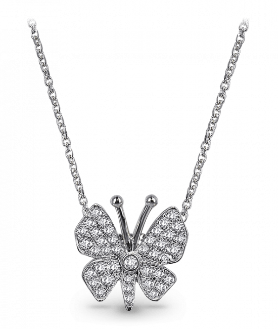 Diamond Butterfly Pendant White Gold