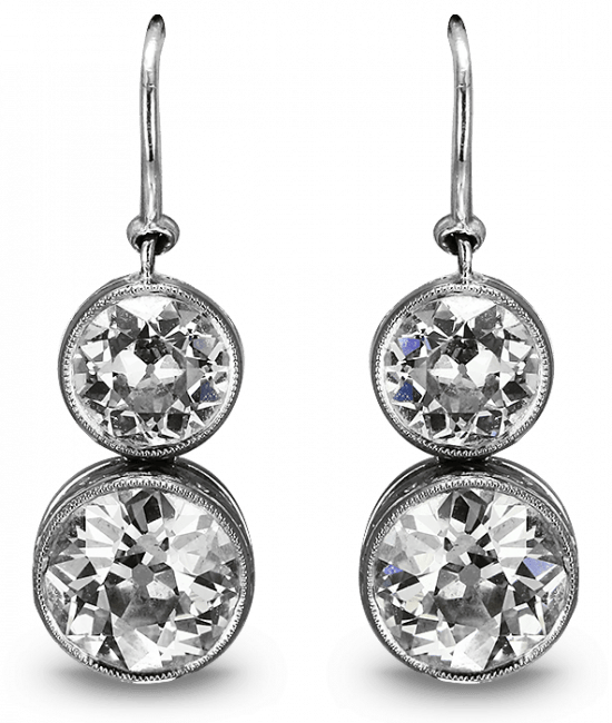 Round Diamond Drop Earrings