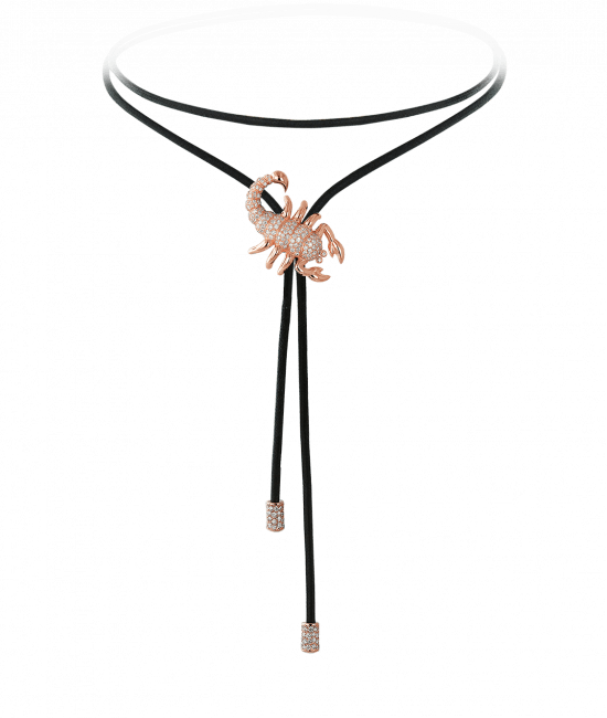 Zodiac Scorpio String Necklace Rose Gold Diamond