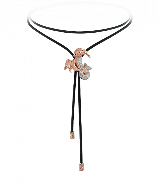 Zodiac Capricorn String Necklace Rose Gold Diamond