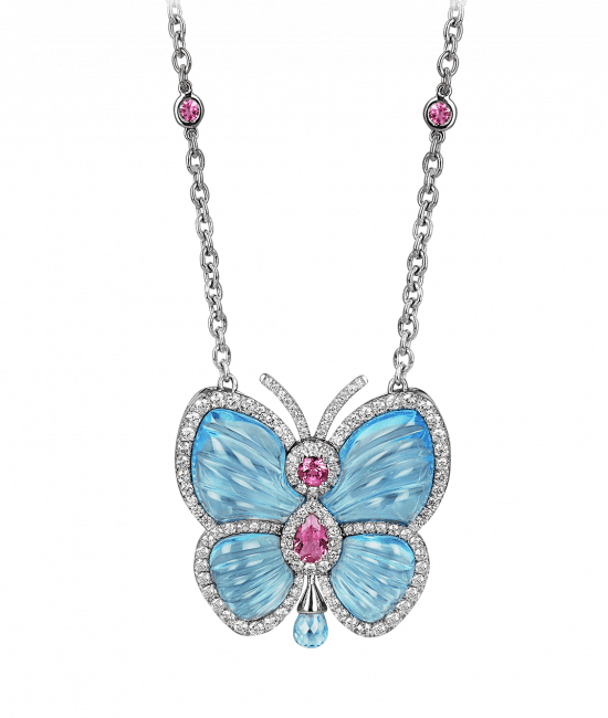 Papillon Necklace with Blue Topaz Large