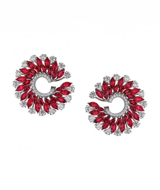 Marquise Cut Ruby Earrings Small