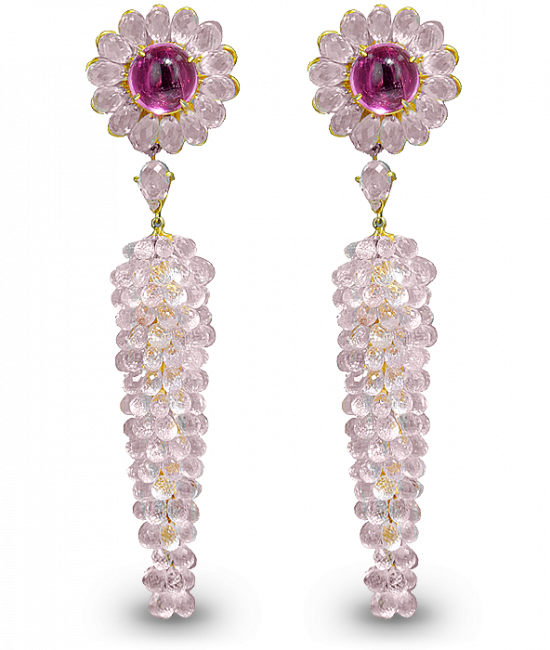 Sapphire Cluster Drop Earrings