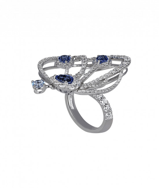 Blue Sapphire Papillon Ring