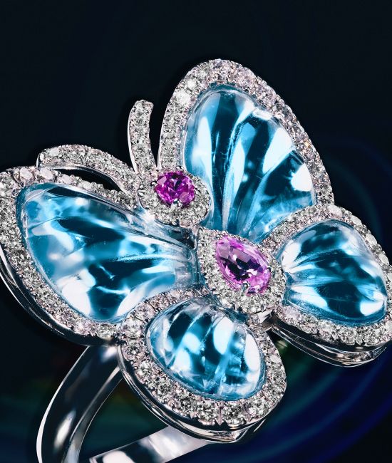 Blue Topaz Papillon Ring