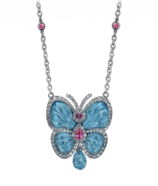 Papillon Necklace with Blue Topaz Small
