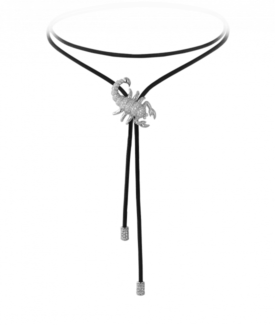 Zodiac Scorpio String Necklace White Gold Diamond