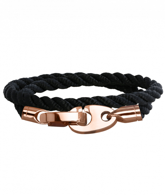 Perfect Fit Bracelet Double Strap Rose Gold Black Rope