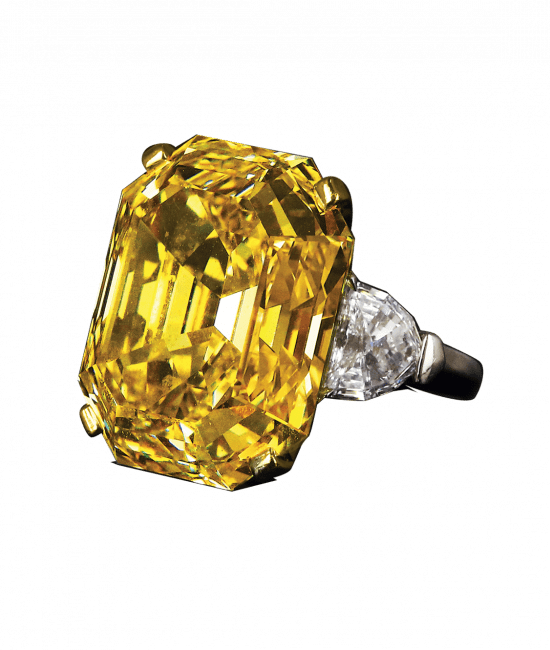 Fancy Intense Yellow Emerald Cut Diamond Ring