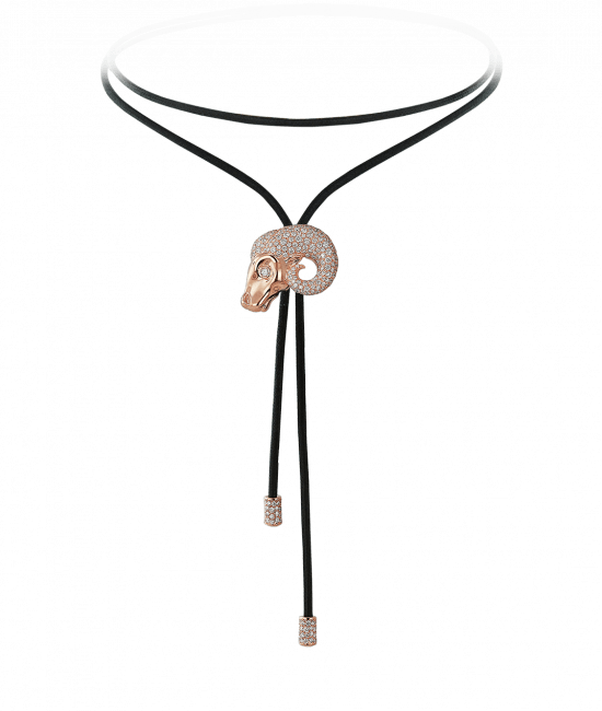 Zodiac Aries String Necklace Rose Gold Diamond