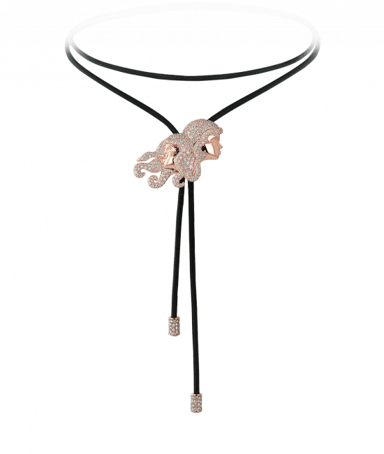 Zodiac Gemini String Necklace Rose Gold Diamond