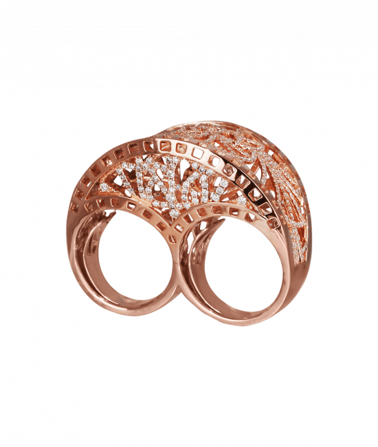 Two Finger Rose Gold Cocktail Ring