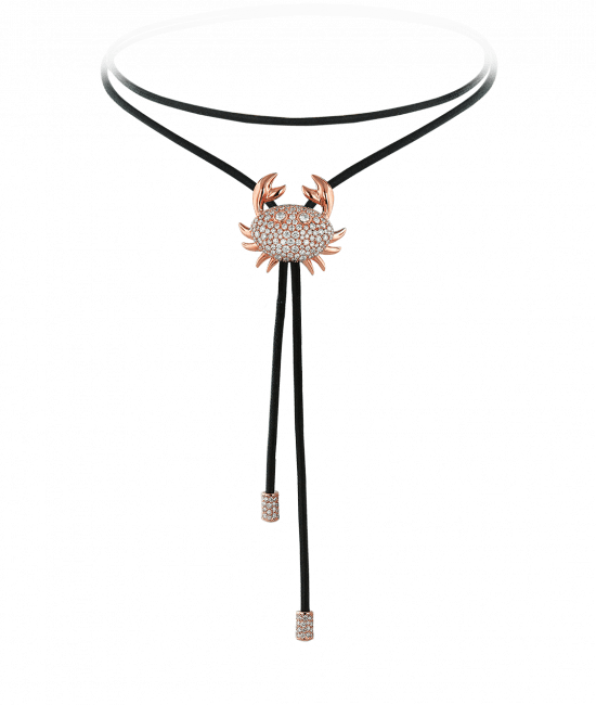 Zodiac Cancer String Necklace Rose Gold Diamond