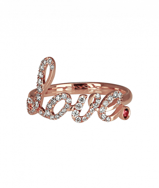 Rose Gold  Love Ring Ruby