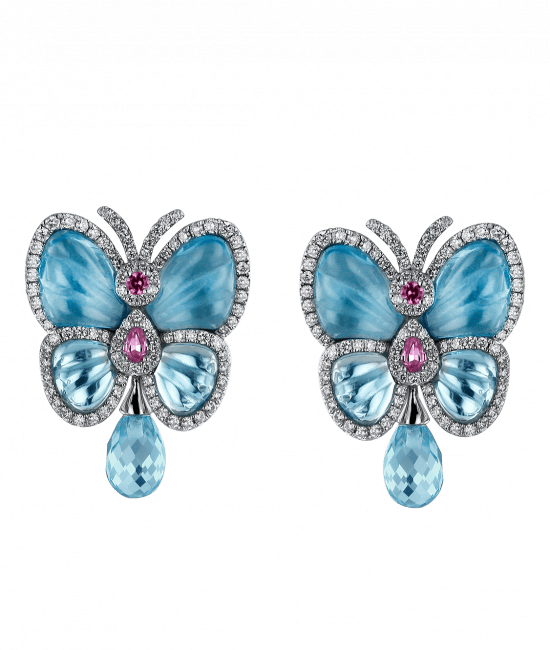 Blue Topaz Papillon Small Earrings