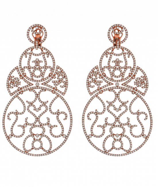 Lace Large Size Rose Gold Diamond Lace Earrings