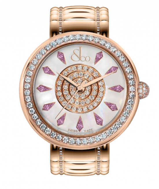 Brilliant One Row Rose Gold Couture Pink Sapphires 38mm | Jacob & Co