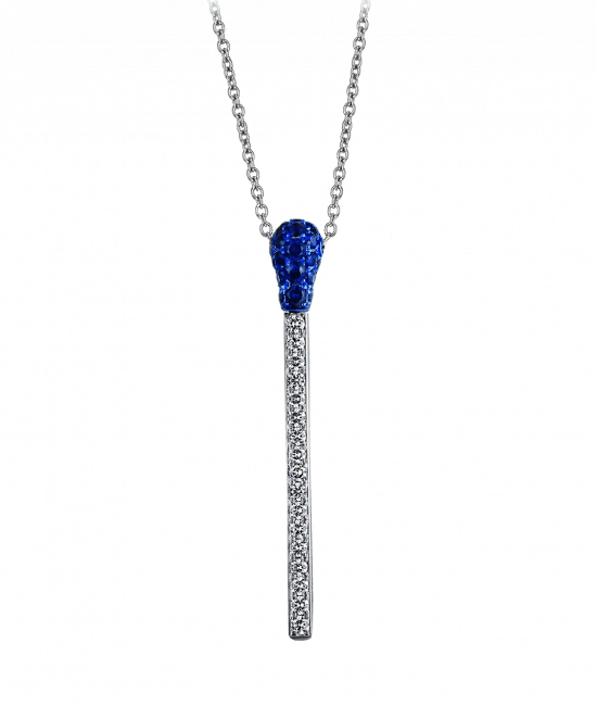 White Gold Sapphire and Diamond Match Necklace Short