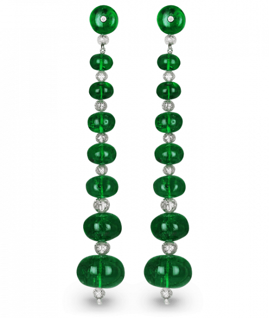 Emerald Bead Drop Earrings