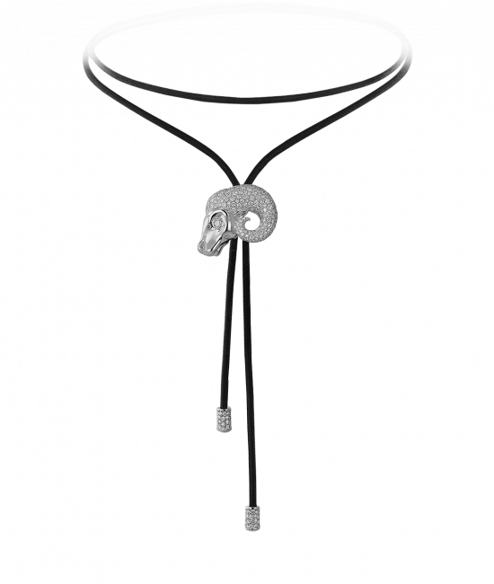 Zodiac Aries String Necklace White Gold Diamond