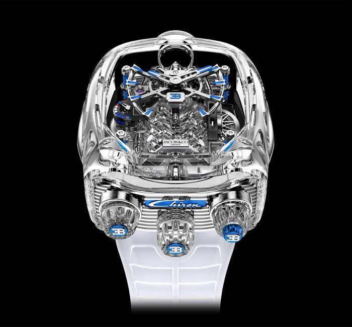 Bugatti Chiron Tourbillon Sapphire Crystal Clear Backplate | Jacob & Co