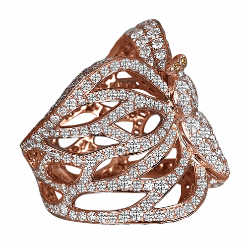 Rose Gold White Diamond Papillon Ring