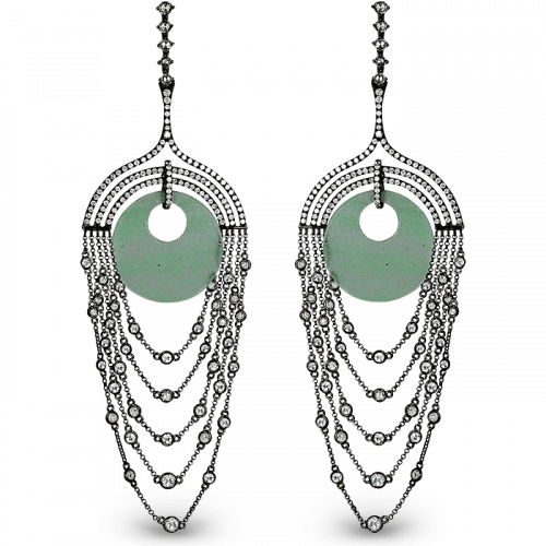 Black Plated Agate Chandelier Earrings