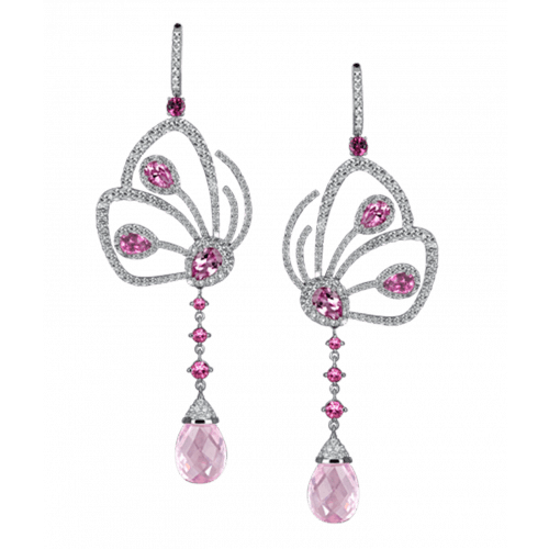 Pink Tourmaline Papillon Earrings