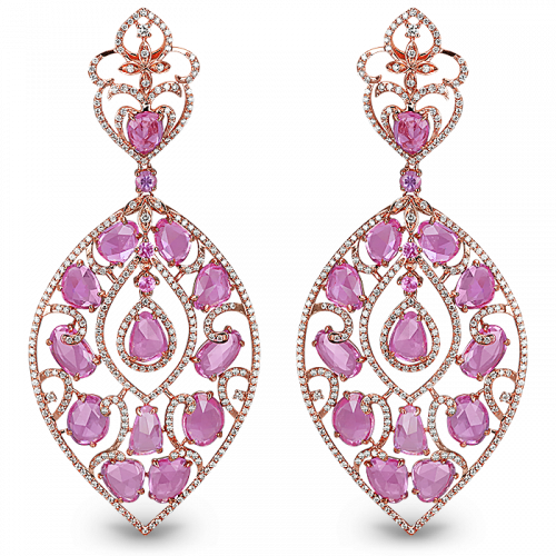 Rose Gold Sapphire Chandelier Earrings