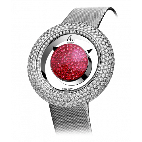 BRILLIANT MYSTERY BAGUETTE PAVE DIAMONDS AND RUBIES (38MM)