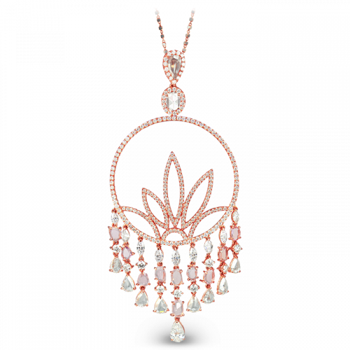 Diamond Sapphire Lotus Necklace